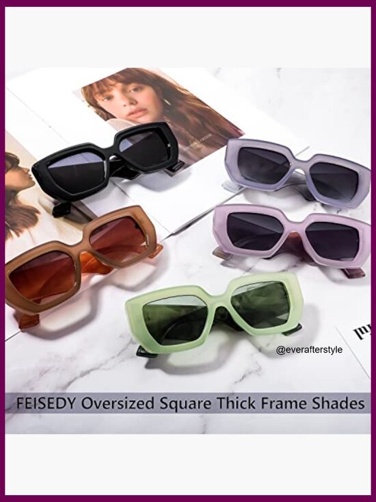 Oversized Square Sunglasses with Thick Frame, UV400 Protection main image 4